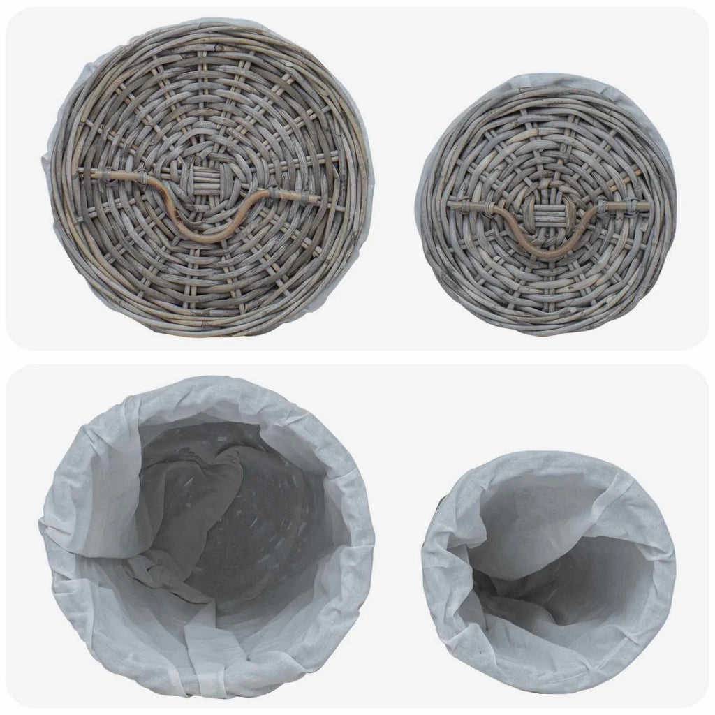 Cesto per la biancheria con coperchio 2 pcs Grigio Kubu