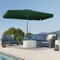 Ombrellone da Giardino 2x3 m con Apertura a Manovella, Inclinabile e Anti UV 50+, Verde