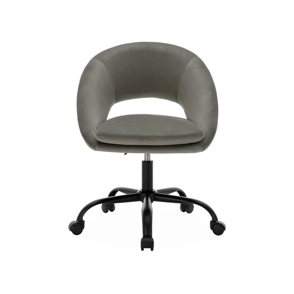 Sedia da ufficio con rotelle in velluto, grigio