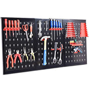 Pannello forato portautensili da parete 17pz con ganci, Pannello attrezzi da parete per officina garage 120x60cm-Deposito utensili Tool