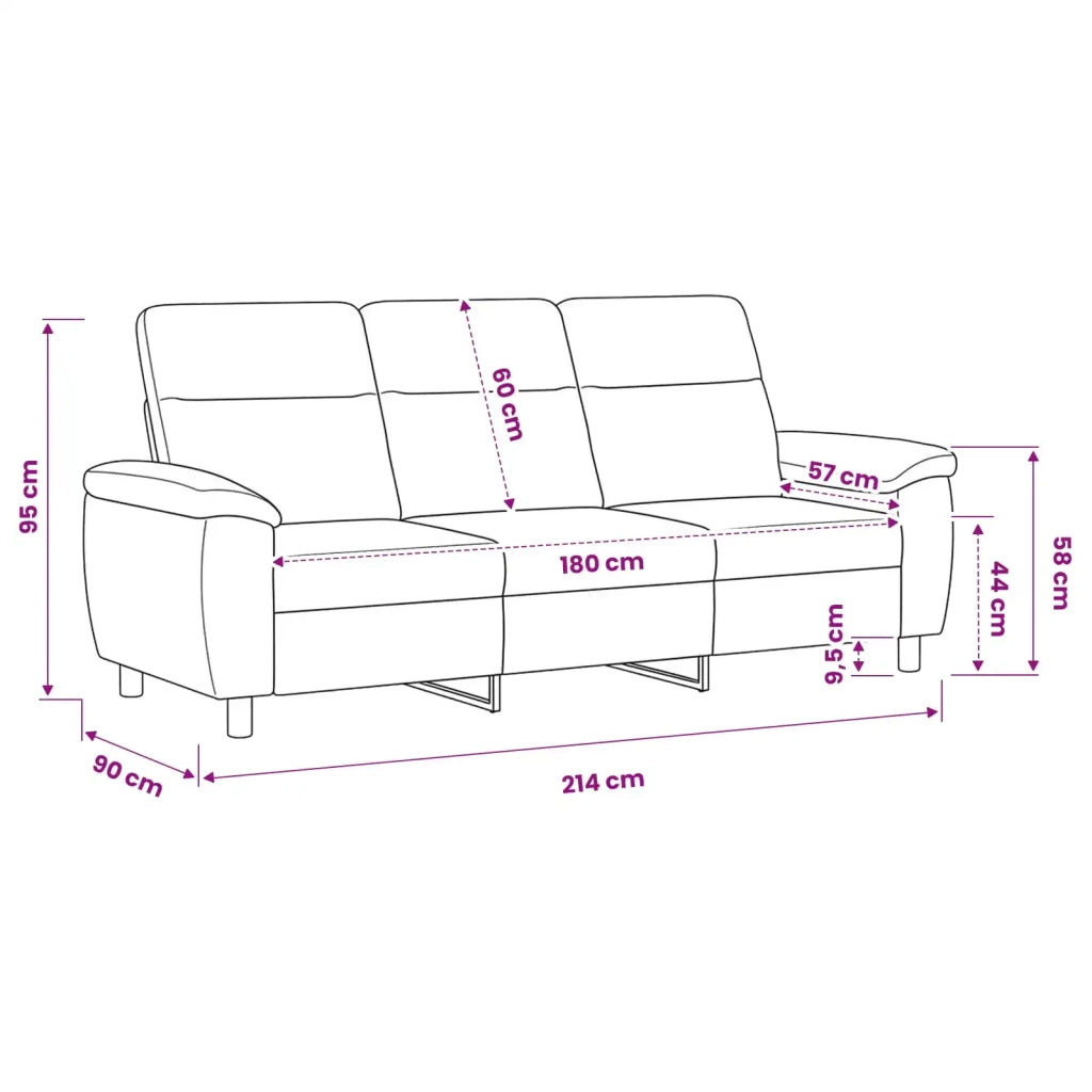 Divano Grigio Chiaro 214 x 90 x 95 cm Tessuto 42040964