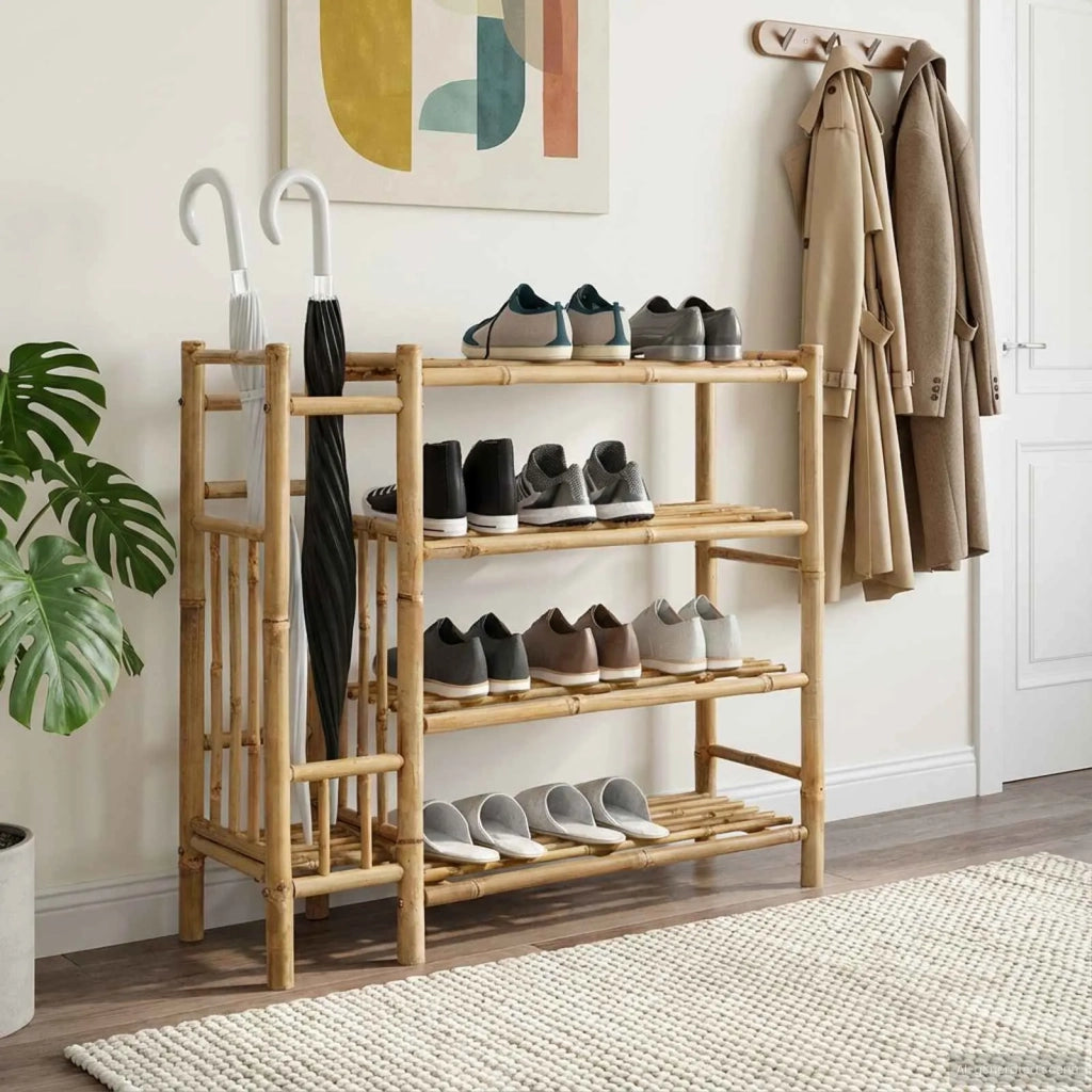 Scarpiera con lo scaffale Naturale 88 x 27 x 80 cm Bambù 42028238
