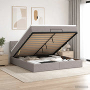 Letto ottomano con materasso Tortora 140 x 200 cm Tessuto 3456417