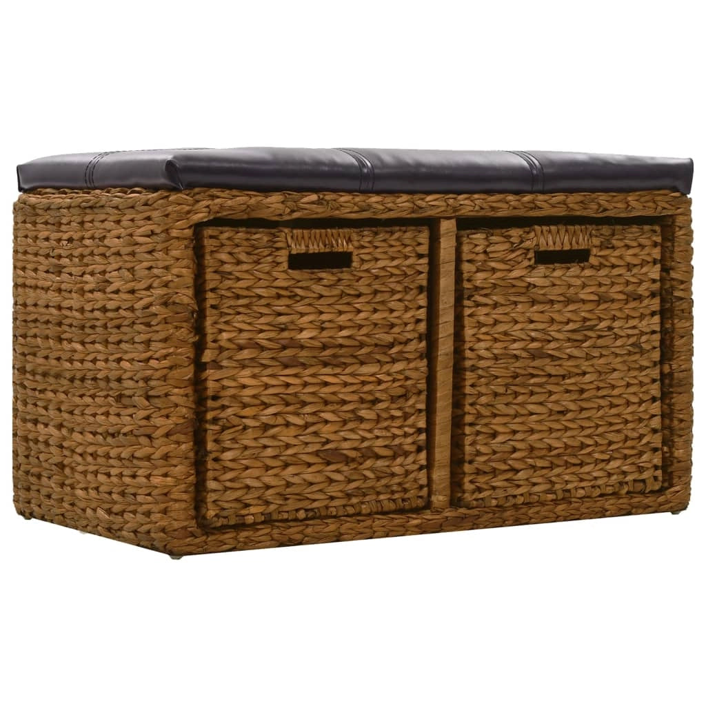 Panca con 2 cesti in giacinto d'acqua 71 x 40 x 42 cm marrone 02_0010822
