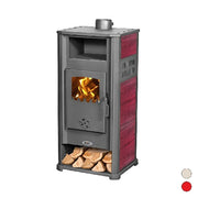 Stufa a Legna Katia 9–10 kW Beige in Acciaio con Portalegna