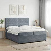 Letto box spring con materasso Grigio Scuro 200 x 200 cm 3454668