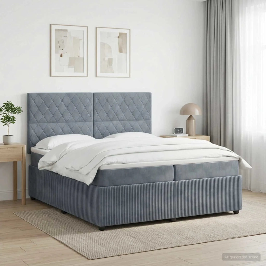 Letto box spring con materasso Grigio Scuro 200 x 200 cm 3454668