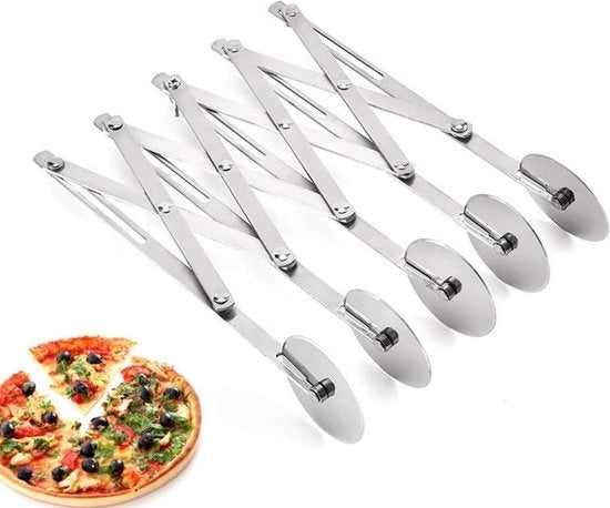 Taglierino per pizza in acciaio inossidabile - Slicer per pizza espandibile - Taglierino per teglia con rotella regolabile - Divider per impasto di biscotti