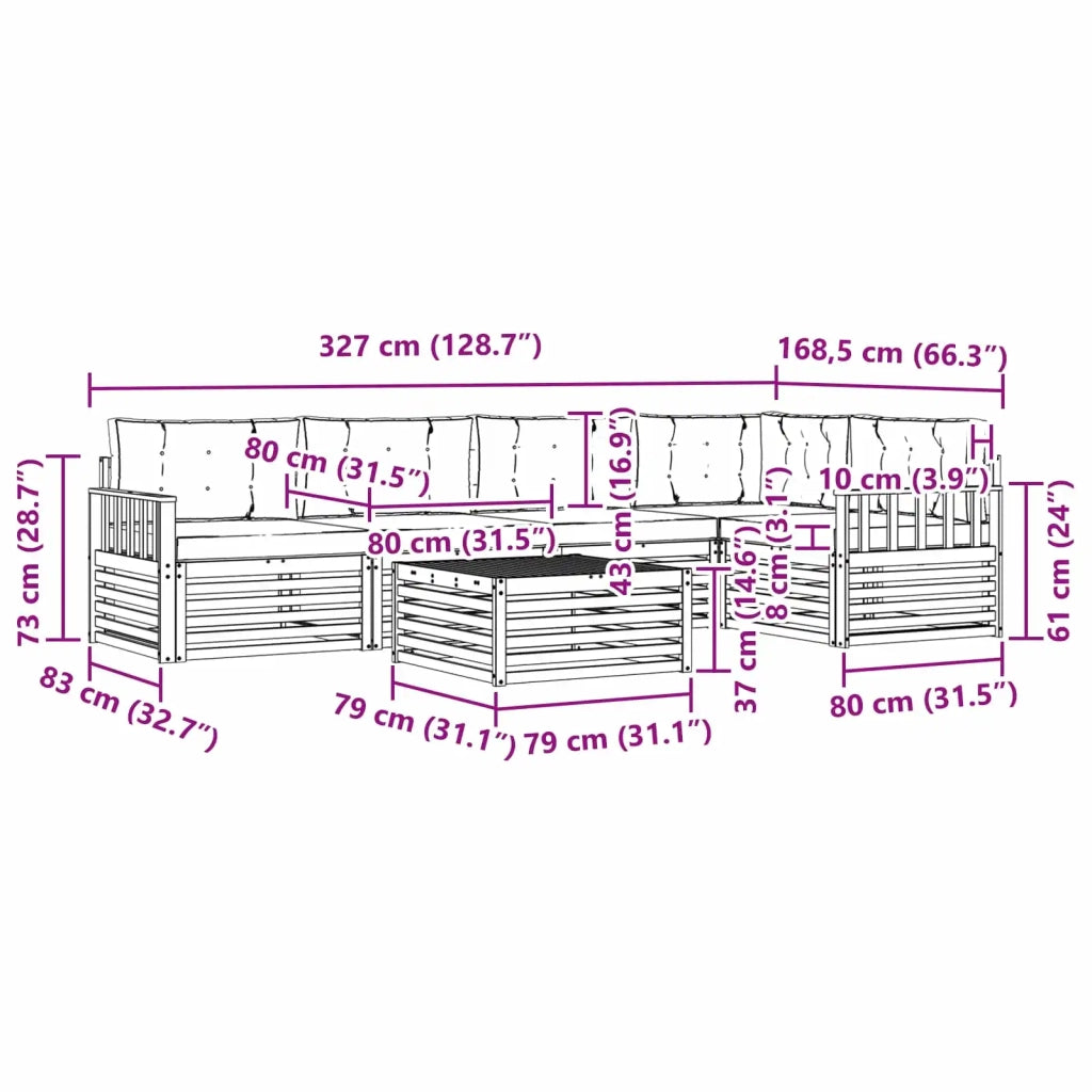 Set di divani da esterno 6 pcs Grigio Naturale e Chiaro 3373491