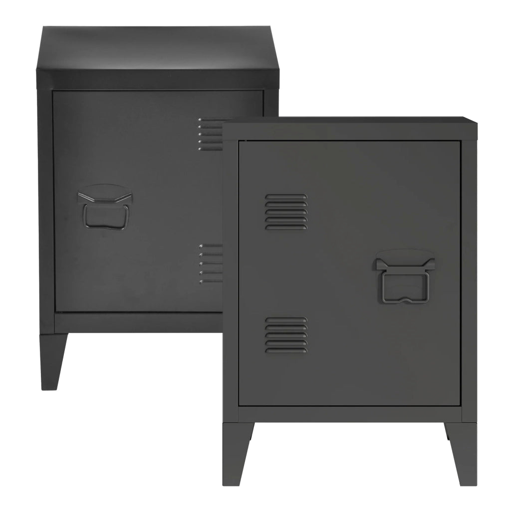 Set di 2 comodini in acciaio 57 x 40 x 30 cm nero 03_0009724