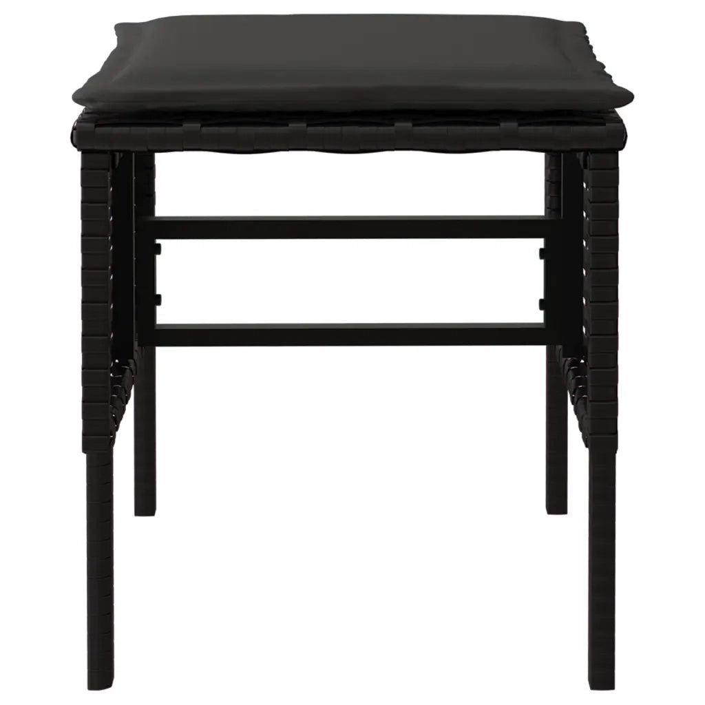 Sedia da giardino-Poggiapiedi da Giardino con Cuscini 4pz Nero in Polyrattan