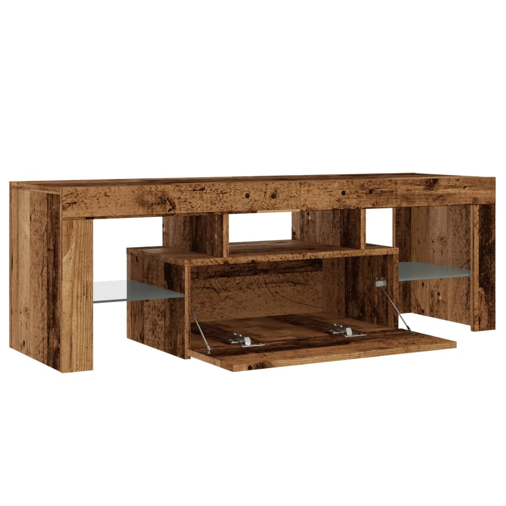 Mobile TV multimediale mensola per TV credenza per TV sala da pranzo soggiorno camera da letto con luci a LED legno invecchiato legno ingegnerizzato marrone 02_0026840