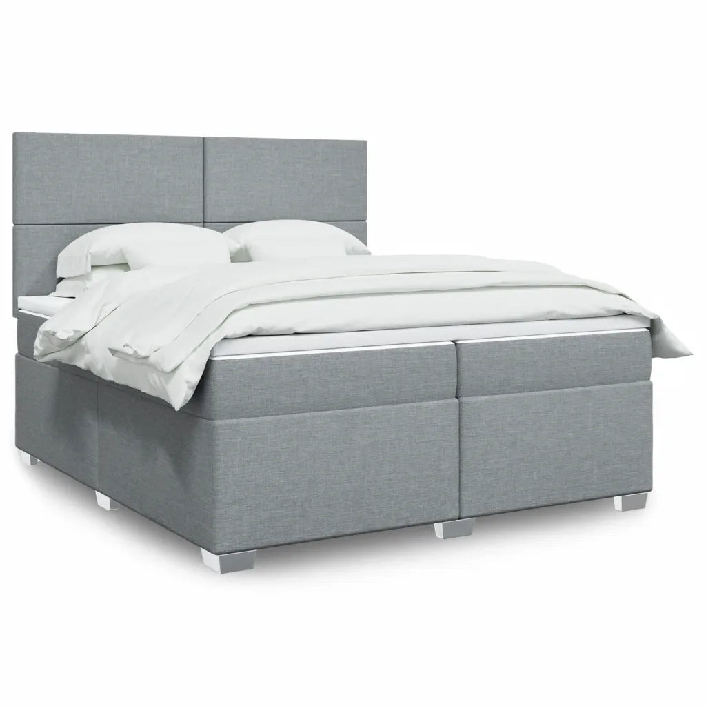 Giroletto a Molle con Materasso Grigio Chiaro 200x200cm Tessuto 3290588