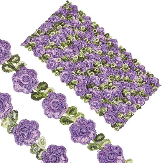 5 Metri Breed Paesi Blu Fiori Kant Trim - Fiore di Poliestere Geborduurd Veneto Kant Lint - Decorare Trim per Matrimonio Sartoriale - Applicazioni.