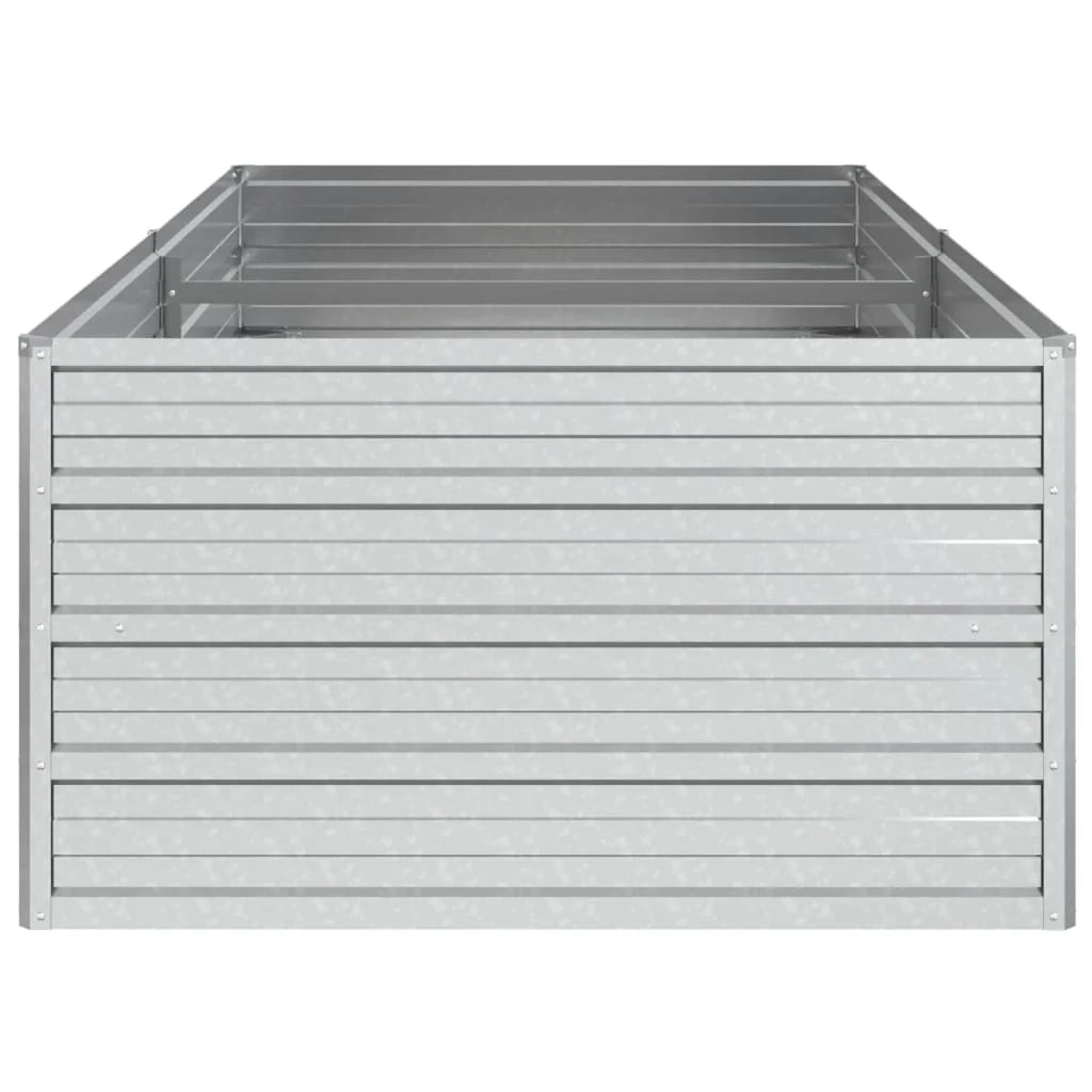 Fioriera rialzata per piante fiori patio giardino 160 x 80 x 45 cm acciaio zincato argento 02_0039383
