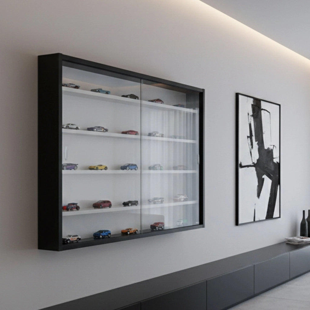 Mobile Espositore Cumiana, Vetrina 4 Ripiani, 10x80x60h cm Nero