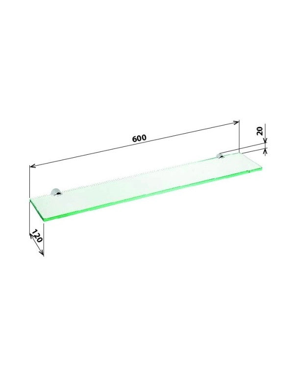 Mensola, mensola a muro della doccia in vetro 60cm x 12 cm x 2cm
