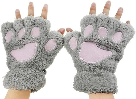 Guanti caldi senza polsine per donne e ragazze con tema cartone animato e artigli per l'inverno