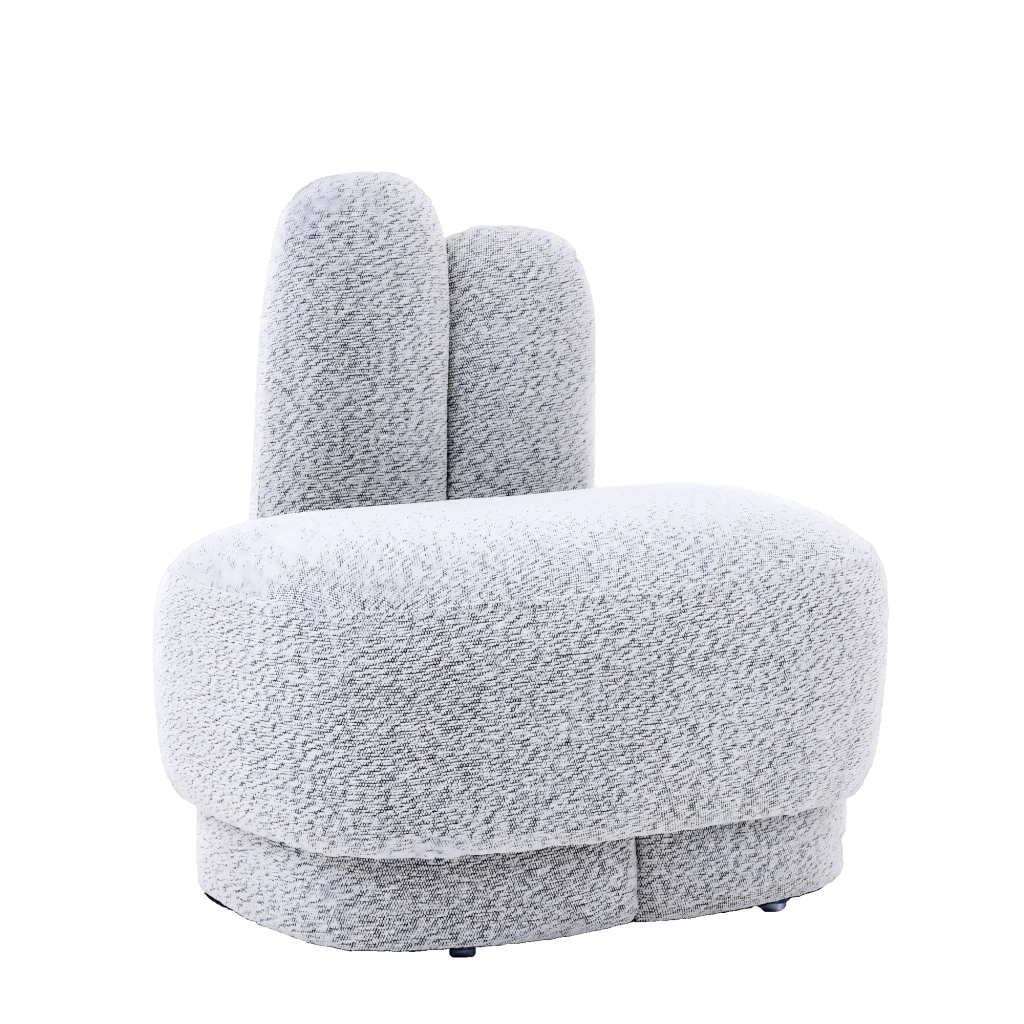 POUF imbottito a forma di coniglio in tessuto grigio antico bianco