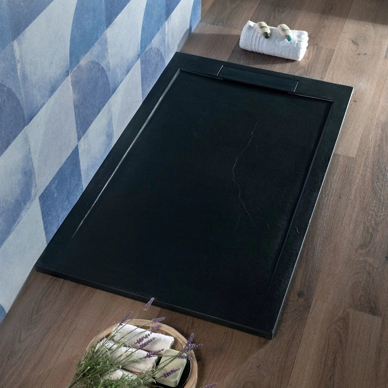 Piatto Doccia 80x100 Cm Grigio Antracite Resina Tagliabile Slim|