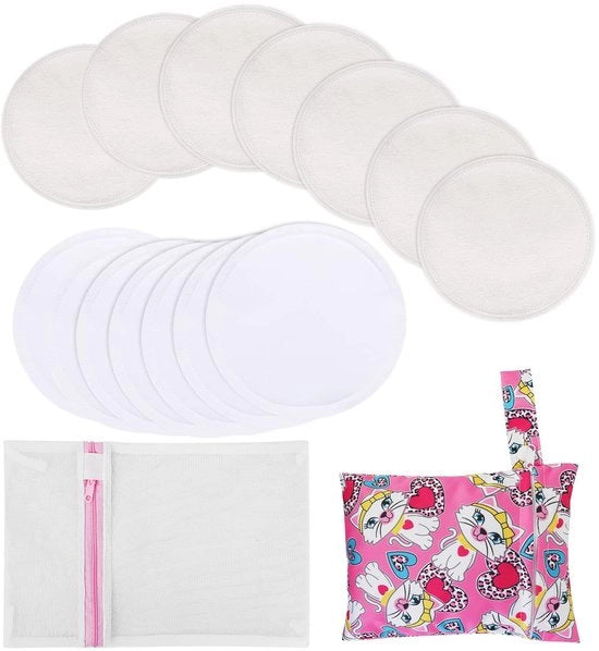 14 Borstkussens in Bamboe - Herbruikbaar - Pads Wasbare - Kussens Hypoallergeni - Laag Waterdicht - Inclusa Tas di Riposo - Pads Alimentari