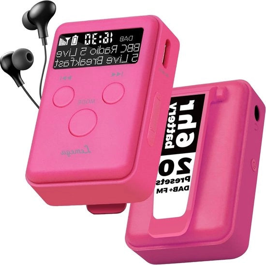 Radio a batteria portatile più leggera e compatta - Ricarica rapida - Radio FM - Radio orologio - Clip per sport e auricolari XL - Radio a batteria più piccola - Radio a cassettina portatile - MINI GO - formato compattissimo - radio portatile