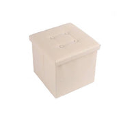 Trade Shop - Pouff Puff Pouf Contenitore Imbottito Portaoggetti Seduta Beige 30x30x30cm 79428 -