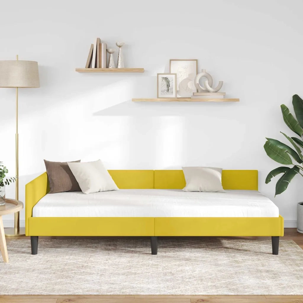 Cornice del letto ad angolo Giallo 90 cm x 200 cm Velluto 42016160