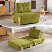 Divano letto singolo in velluto ¨C Minimal ¨C verde, gambe in legno