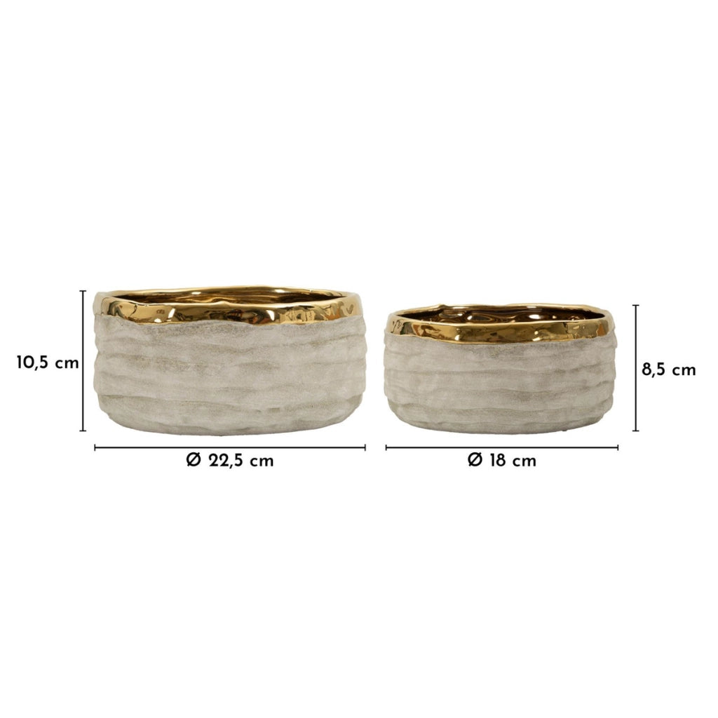 Set di 2 Vasi Decorativi VKH1020, Grigio, Ceramica, 22,5x22,5x10,5 cm
