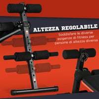 Panca Fitness per Addominali Pieghevole e Regolabile Multifunzione Nero e Rosso
