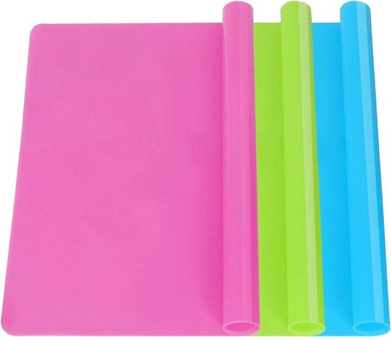 Mat extra grande, 3 pezzi, per accessori per modellismo, stampi per la resina, mat, pellicola di silicone premium, mat per la cottura, tovaglia per tavola, mat multifunzionale, 40 cm x 30 cm