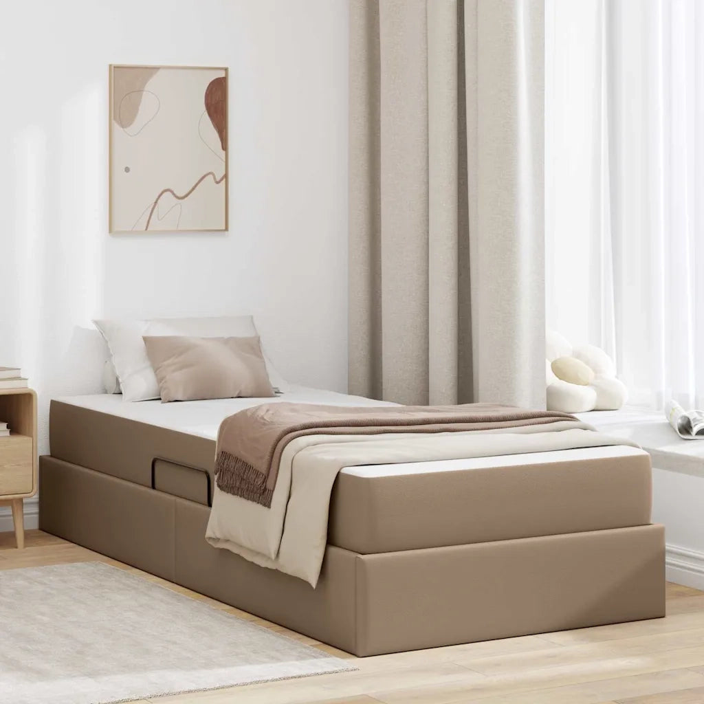 Letto con contenitore e materasso 2 pcs Cappuccino Pelle 3399599