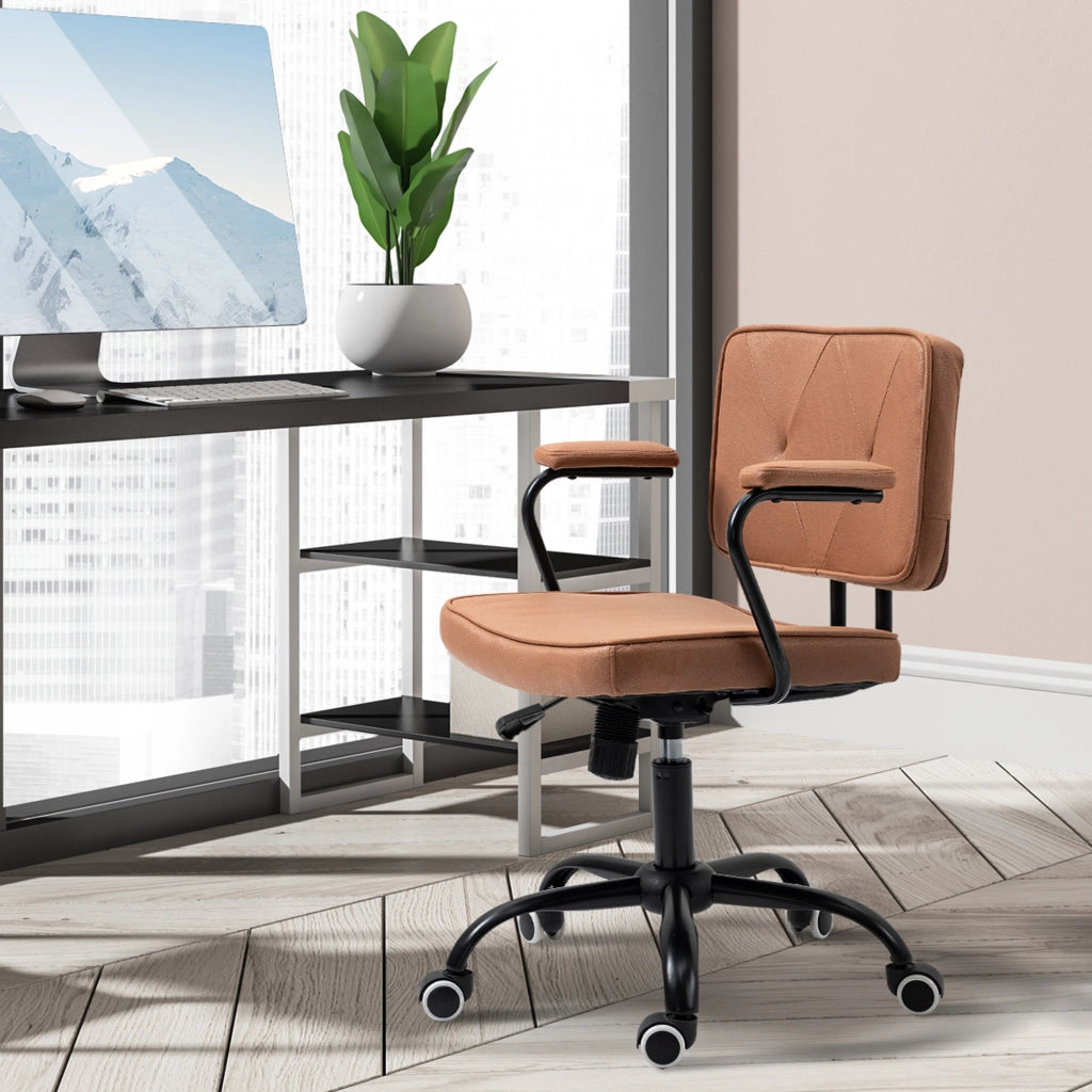 Sedia da ufficio con rotelle regolabile in altezza ¨C zephmum ¨C marrone 61x58x82-91 cm