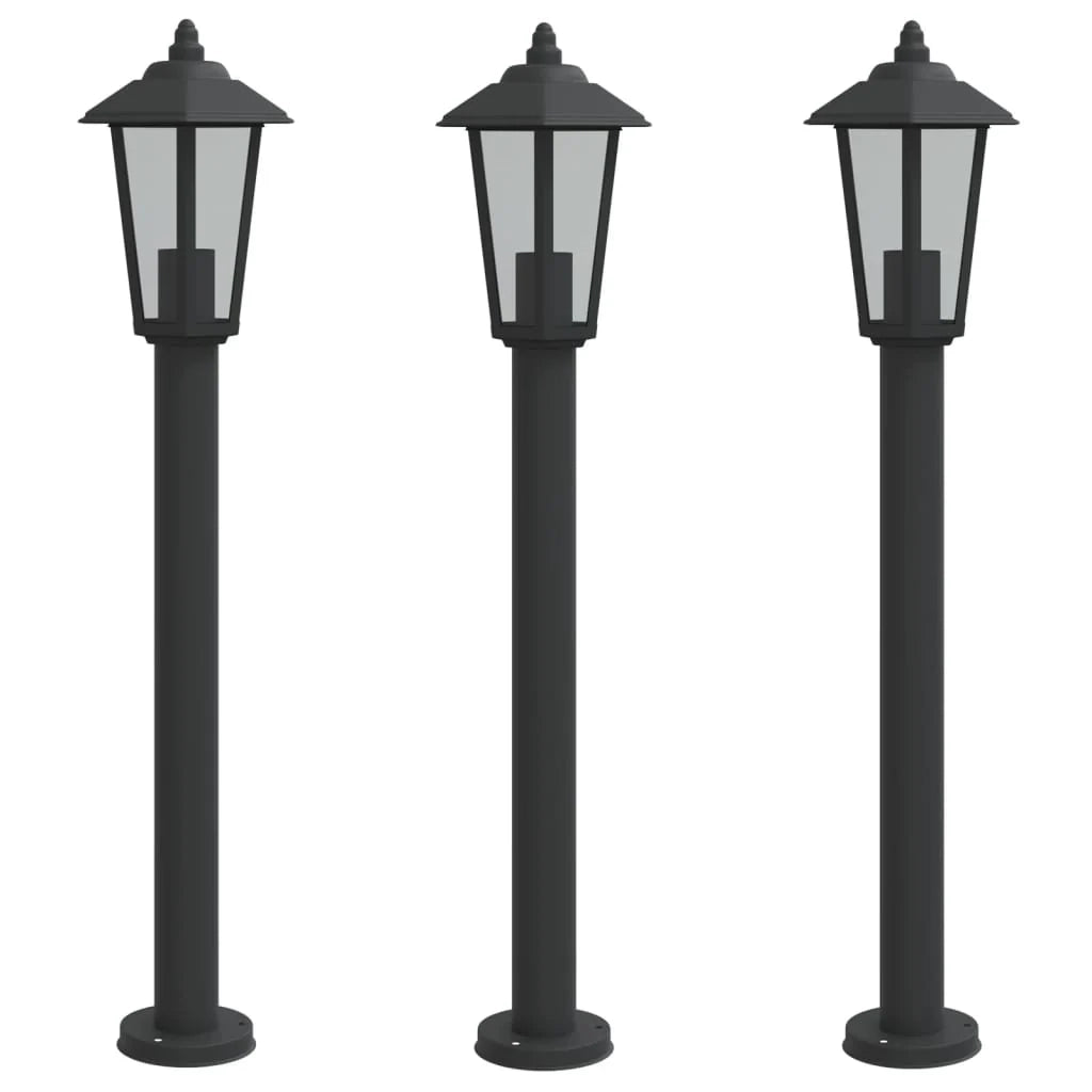 Lampade da terra per esterni 3 pezzi 80 cm acciaio inox nero 02_0042553