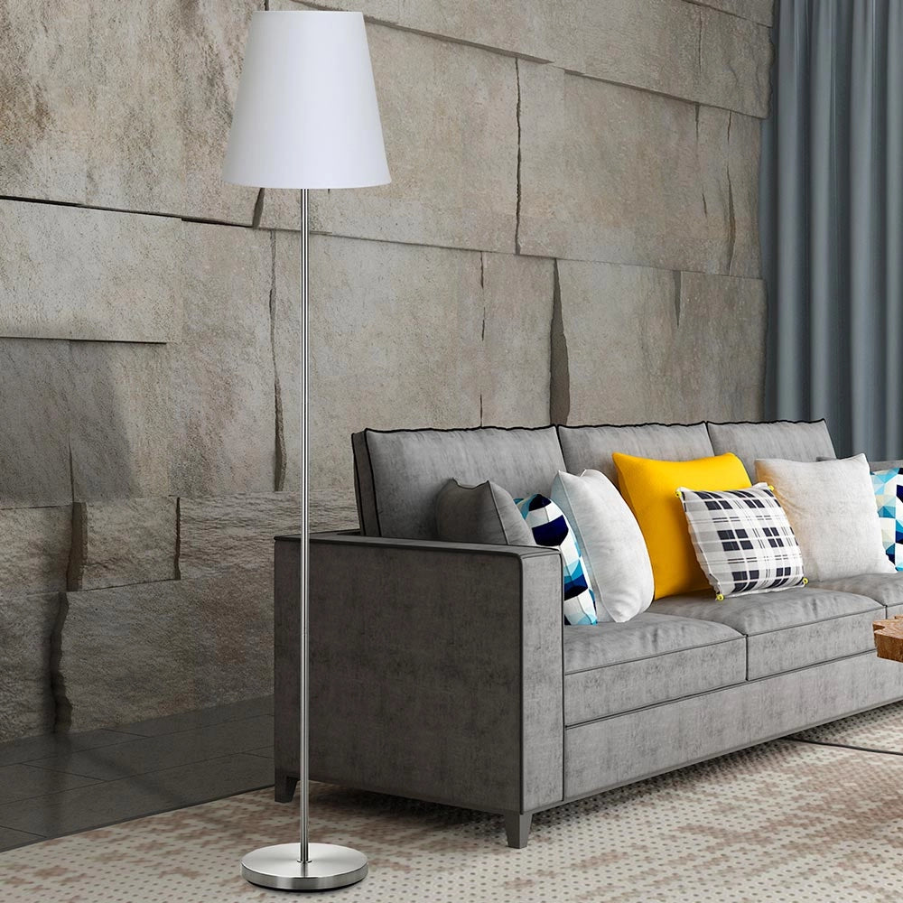 Lampada Piantana da Terra 150cm Design Moderno Paralume E27 60W Tessuto Bianco