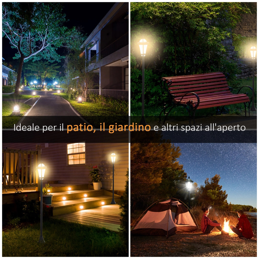 Set 2 Lampioni Solari per Giardino ¨C Zephmum ¨C 2 LED, Accensione Automatica, Nero