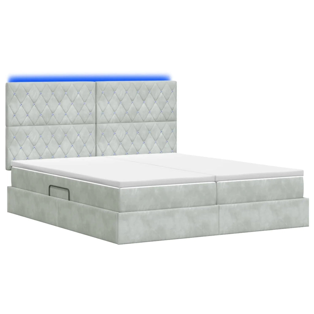 Letto con contenitore LED e materasso Grigio Chiaro 3460254