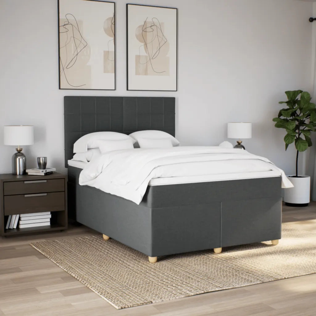 vidaXL Giroletto a Molle con Materasso Grigio Scuro 140x190 cm Tessuto