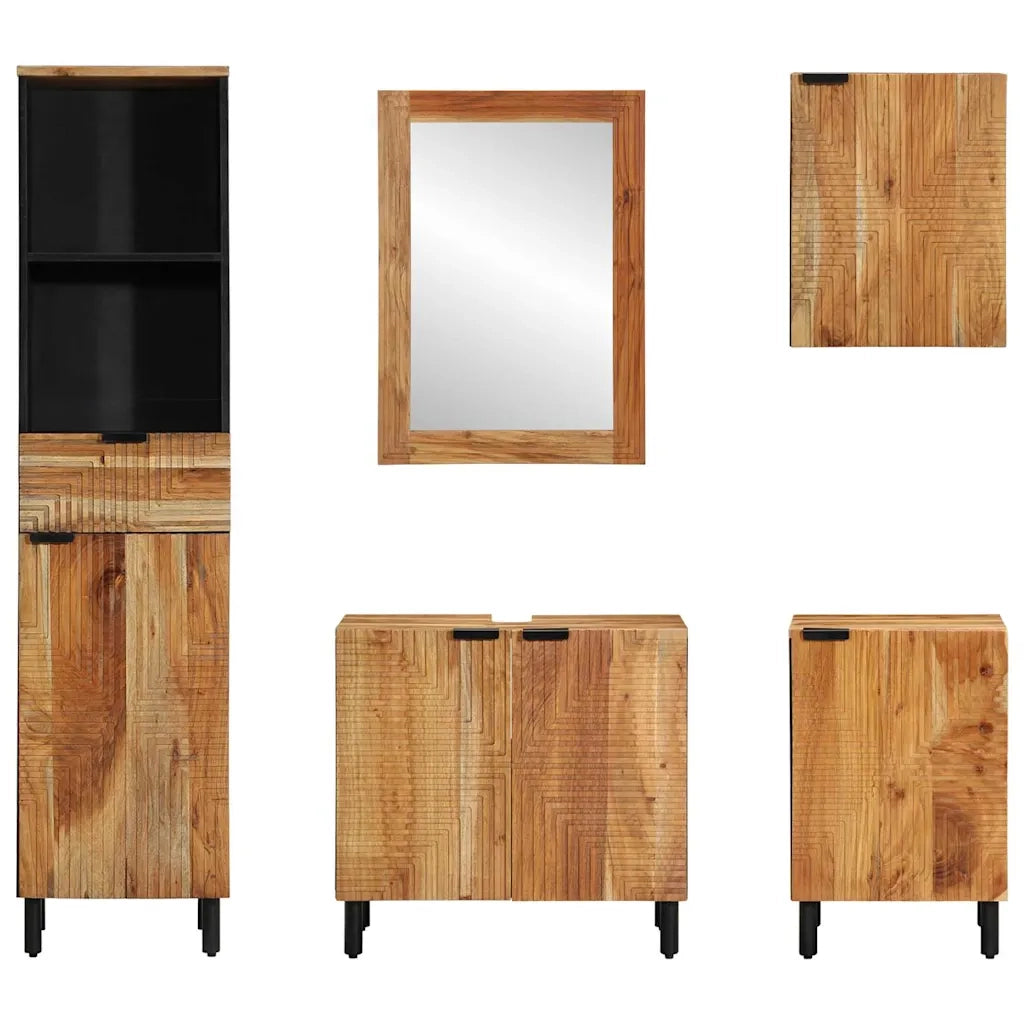 Set di mobili per il bagno con cassetto con porta 5 pcs Marrone 3310015