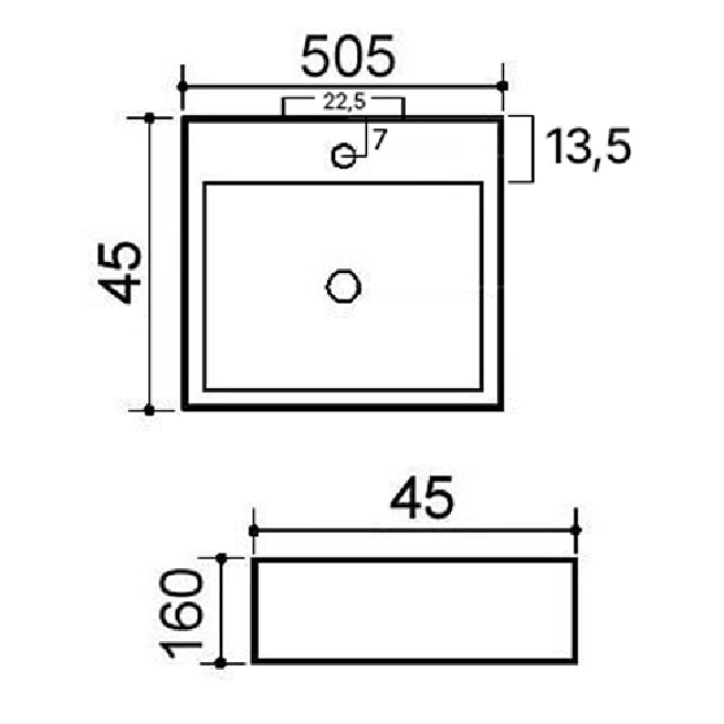Lavabo appoggio 50.5x44.5 cm LA45 bianco
