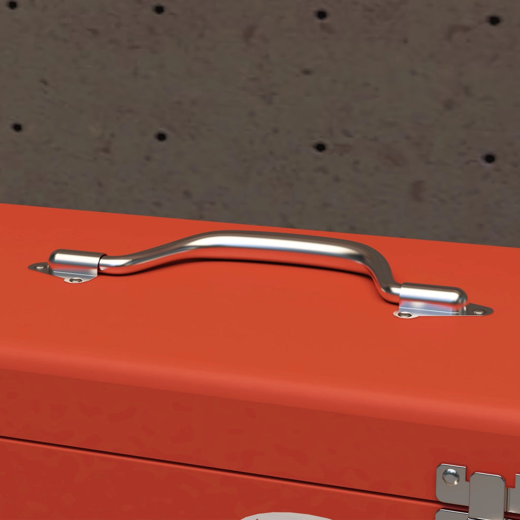 CASSETTA Attrezzi 45x24x27 cm in Acciaio Rosso con 3 Cassetti e Vano Superiore