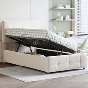 Letto imbottito per bambini 90x200 cm con contenitore idraulico beige