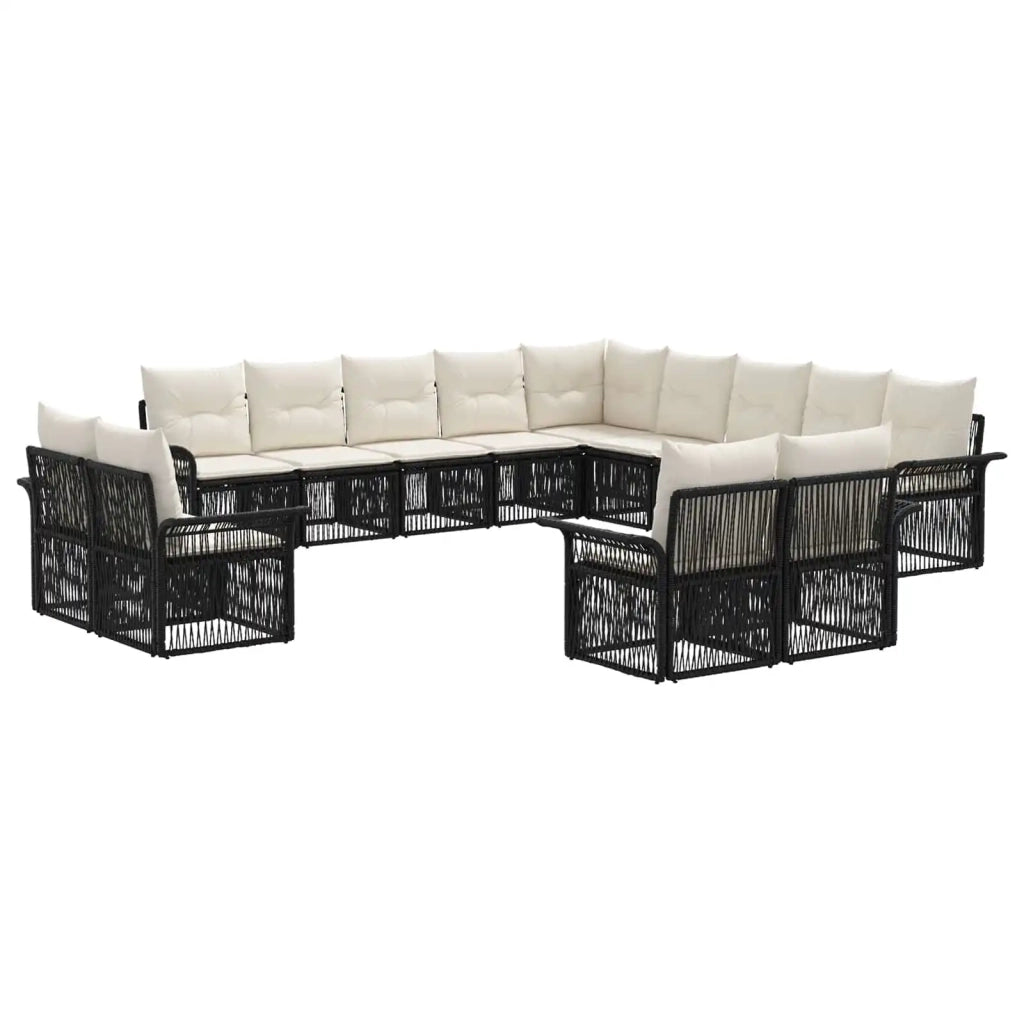 Set Divano da Giardino 13 pcs Nero e Bianco Crema polyrattan 3435010