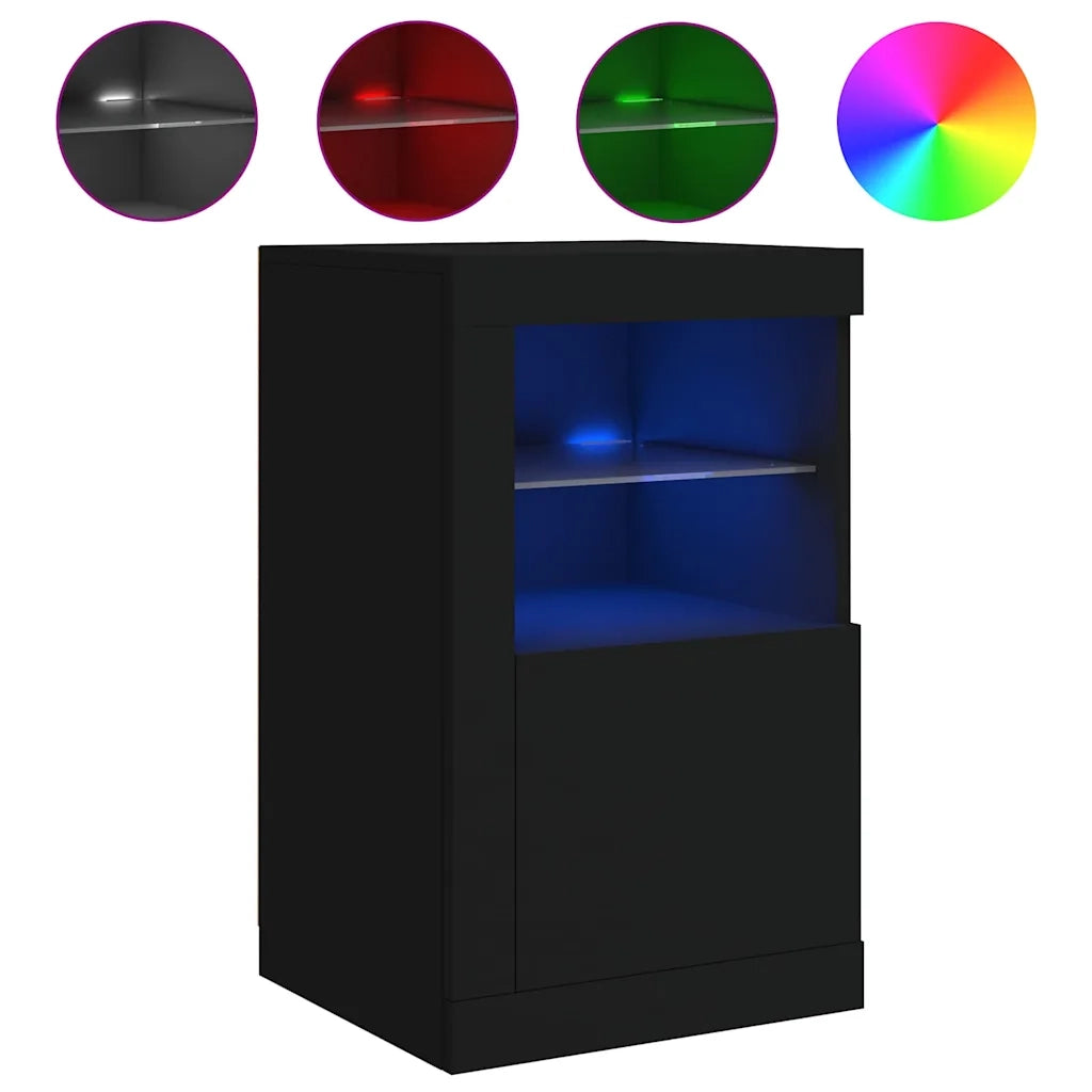 Armadietto con Luci LED Nero in Legno Multistrato 836632