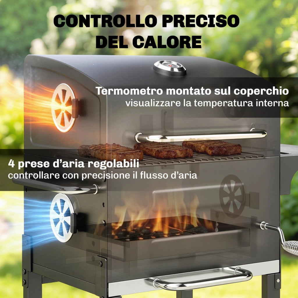 Barbecue a Carbone con Termometro per Giardino ¨C Zephmum ¨C Nero