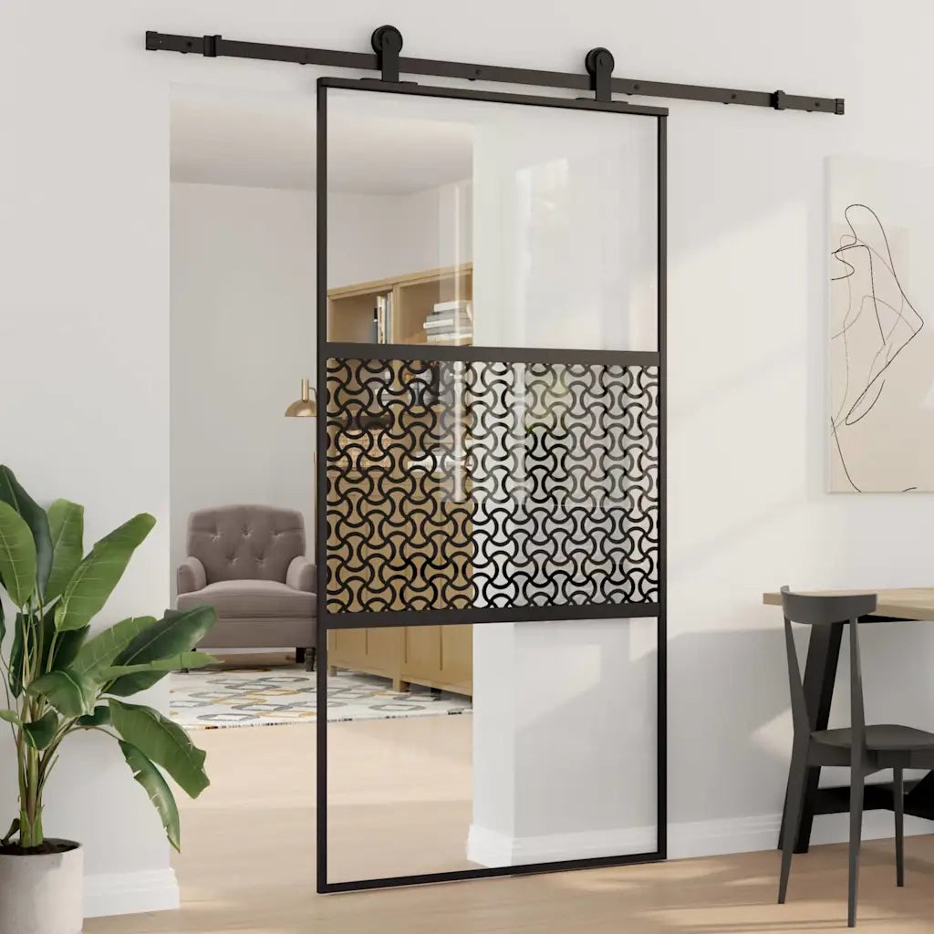 Porta in vetro Traforo Nero 102,5 x 2 x 205 cm Alluminio 42012459