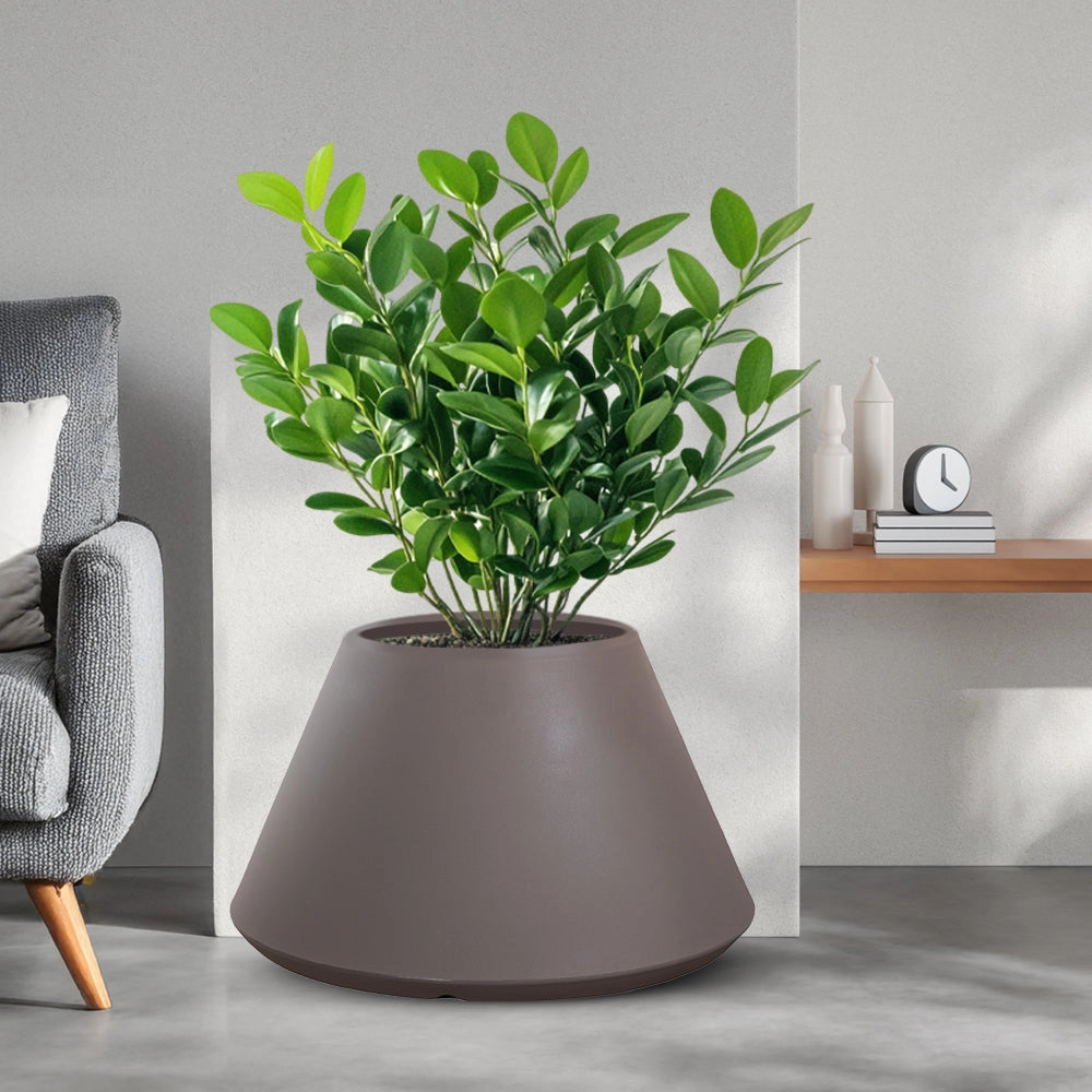 Vaso in resina da esterno interno per piante tondo conico design d.60x35h Stromboli Tortora