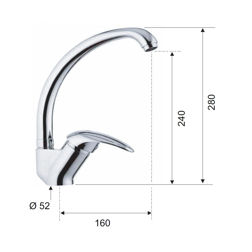 Rubinetto lavellocon bocca alta girevole, tipo lusso - serie ten