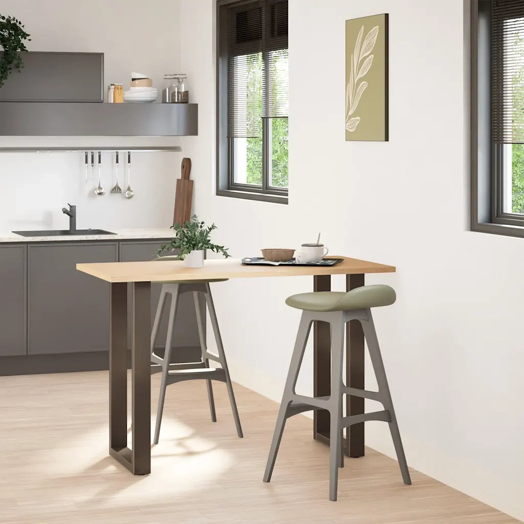 Gambe per tavolo da bar a forma di U 2 pz in acciaio naturale 50x(90-91) cm 4013223
